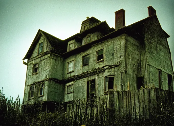 Image similar to photo of the most haunted house in the world, fujifilm velvia 5 0, color photography, sigma 2 8 mm