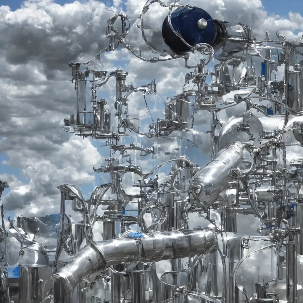 Image similar to a metallic - looking mechanial tool to make clouds from bottled water