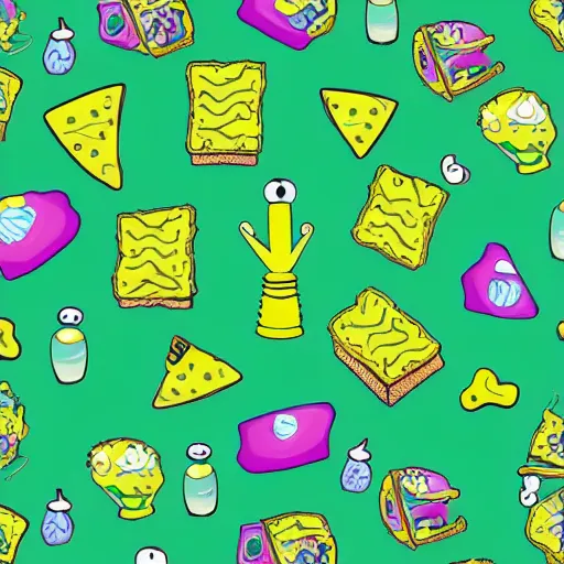 Image similar to Spongebob in green color scheme