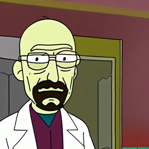 Prompt: walter white as a character in rick and morty