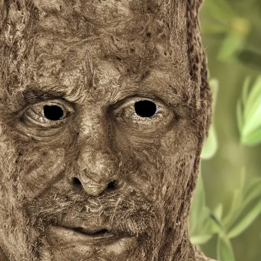 Image similar to an olive tree with a human face. highly detailed. hyper real photo. 4 k.