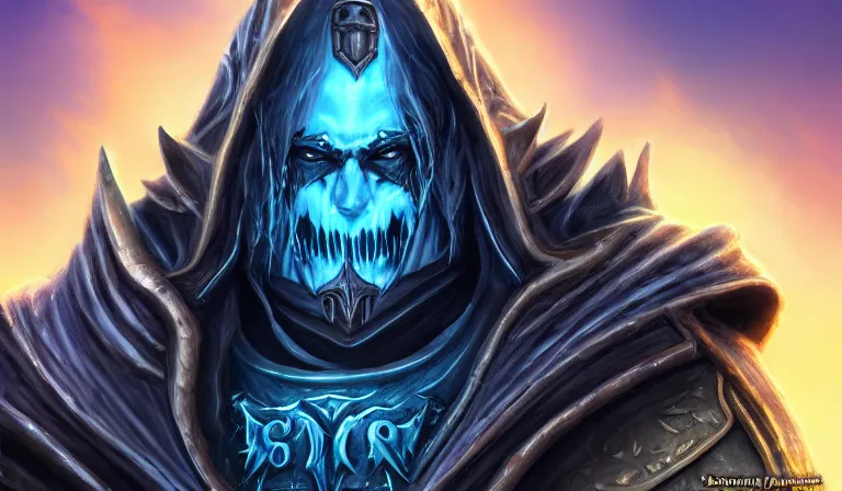 Image similar to Arthas, lich king, World of Warcraft, stylized digital art, artstation, 4k, deviantart