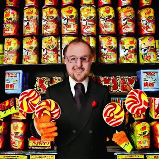 Prompt: portrait of king of candy mr harry haribo underexposed photo