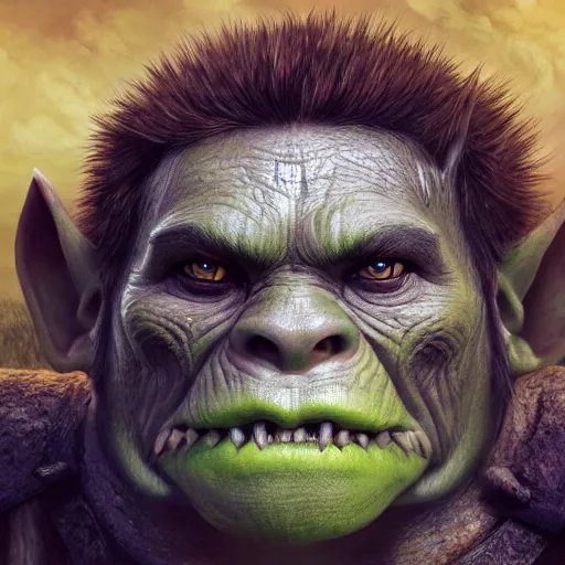 Prompt: a detailed portrait of a child orc boy, fantasy art illustration, incredibly highly detailed and realistic, 8 k, sharp focus