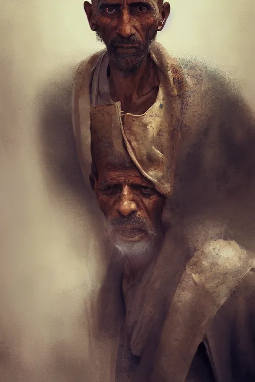 Image similar to egyptian citizen, portrait, poor, intricate, elegant, volumetric lighting, digital painting, highly detailed, artstation, sharp focus, illustration, ruan jia, steve mccurry