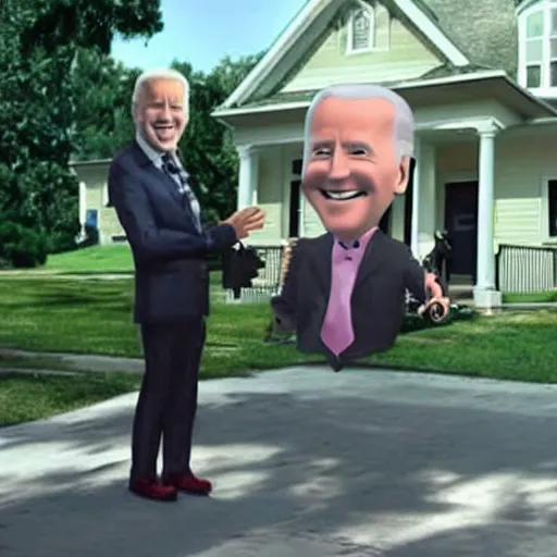 Image similar to a still from movie up crossover with the liar joe biden