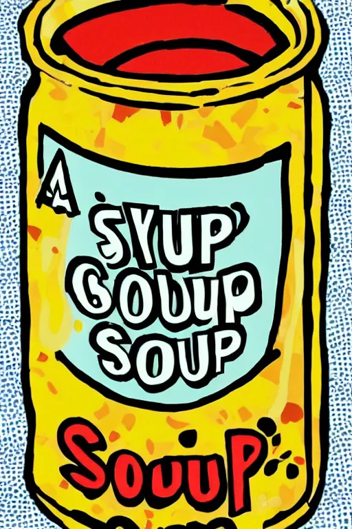 Image similar to a gross looking soup in the style of modern pop art