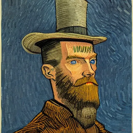 Image similar to portrait of ned kelly, mash - up between mc escher and vincent van gogh