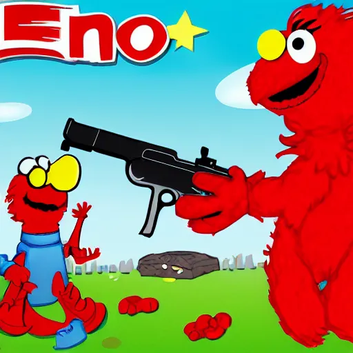 elmo with a gun