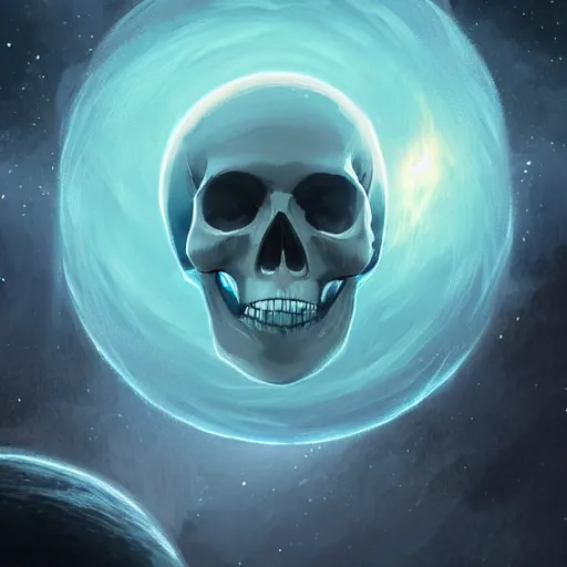 Prompt: a planet that resembles a skull, stars in the background, natural, ultra detail. digital painting, beautiful, concept art, ethereal, cinematic, epic, 8k, high detail, Artstation, mystical, illustration, Trending on Artstation, Artstation HQ, Artstation HD, deviant art, Pinterest, digital art,