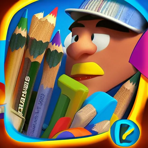 Prompt: pixar pencil as of clans app icon