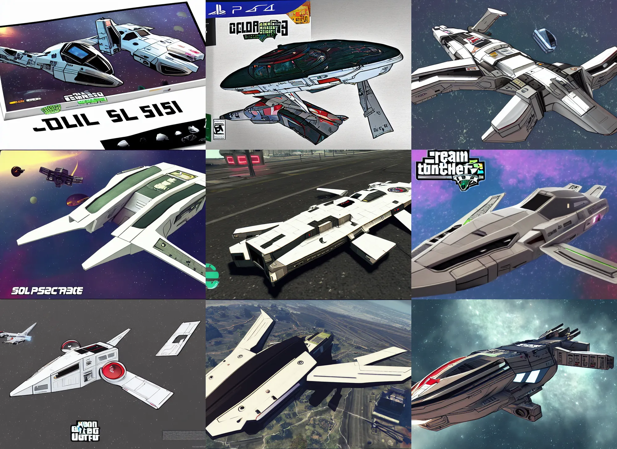 Prompt: cell shaded gta 5 boxart spaceship