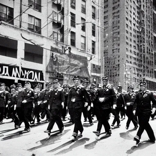 Prompt: detailed modern photograph of nazis marching through new york city