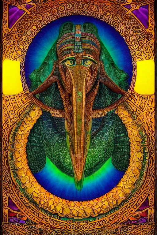 Prompt: beautiful egyptian crocodile headed god by maxfield parrish, mandala, coherent design, symmetrical, vivid colors, digital watercolor ink illustration painting, complementary color, golden ratio, detailed, sharp lines, sharp focus, intricate, rainbowshift, artgerm, gustave dore, alphonse mucha, octane render