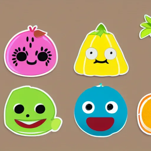 Image similar to cute sticker set of different fruits with legs