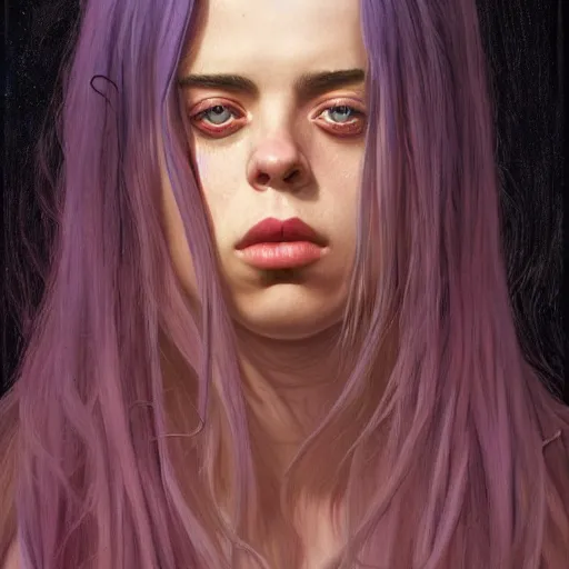 Image similar to Billie Eilish, by Chris Moore, by Mark Brooks, by Donato Giancola, by Victor Nizovtsev