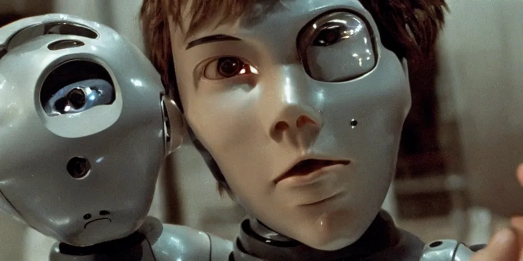 Prompt: the boy robot from the movie 'A.I. Artificial Intelligence' from 2001 smoking weed, cinematic, ultra-detailed