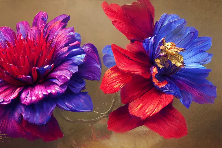 Prompt: artstation photo of a vibrant exotic flower, shiny colorful, hyperdetailed, artstation trending, world renowned artists, worth1000.com, historic artworks society, antique renewel, cgsociety, by greg rutkowski, by Gustave Dore, Deviantart