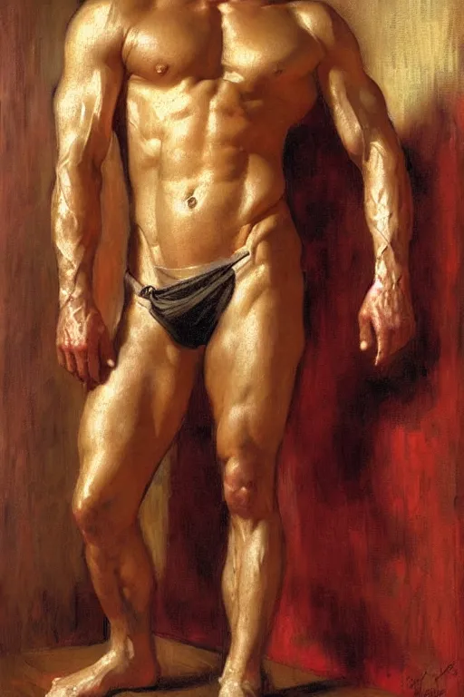 Prompt: muscular sweaty doctor, hospital painting by gaston bussiere, craig mullins, j. c. leyendecker, tom of finland