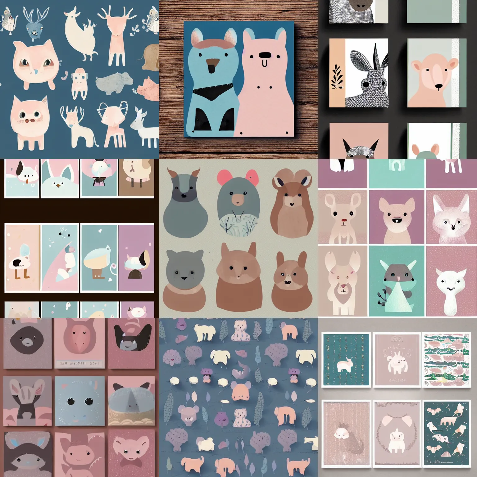 Prompt: scandinavian animals illustration, pastel colors, neutral baby designs, creativemarket