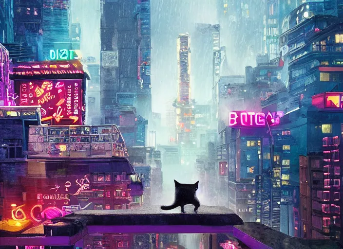 Cat Looking At Cyberpunk City In The Rain Live Wallpaper - MoeWalls on Make  a GIF