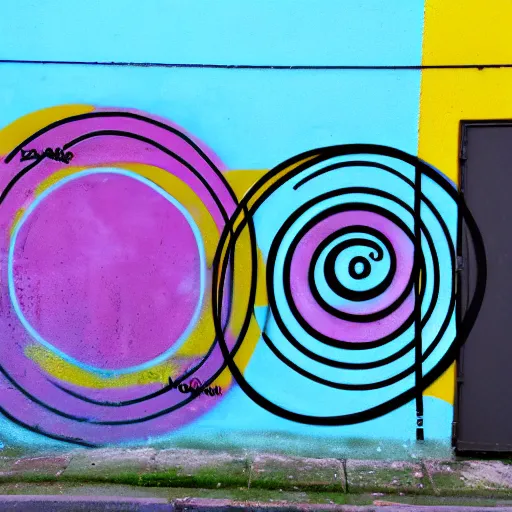 Image similar to wall with graffiti, circles and lines