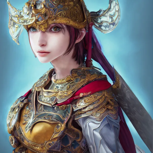 Prompt: studio portrait of lawful good colorful female holy paladin as absurdly beautiful, elegant, young sensual anime girl, ultrafine hyperrealistic detailed face illustration by kim jung gi, irakli nadar, intricate linework, sharp focus, bright colors, matte, octopath traveler, final fantasy, unreal engine highly rendered, global illumination, radiant light, intricate environment