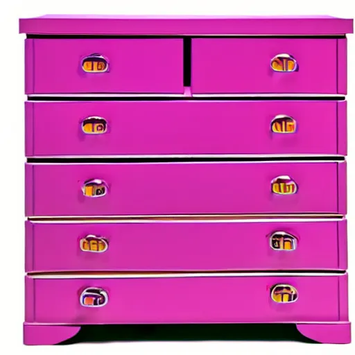 Prompt: Andy Warhol pink chest of drawers