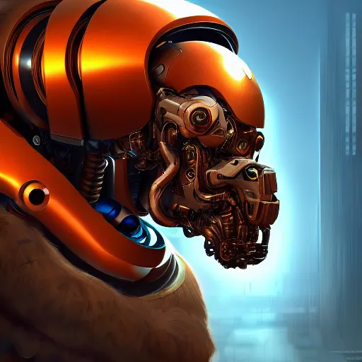 Image similar to cyborg human - mammoth chimera, sci - fi, gritty distopian, pixar splash art, wlop, highly detailed, trending on artstation, 4 k, wallpaper - 1 0 2 4
