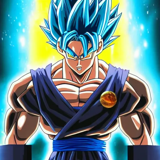 Prompt: Super Saiyan Blue, fantasy artwork, official, hyper detailed, half dragon, draco saiyan, character dragonball, award winning artwork