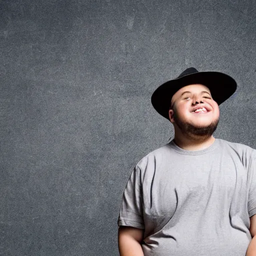 Image similar to obese young man with a t-shirt and cap with the letter P