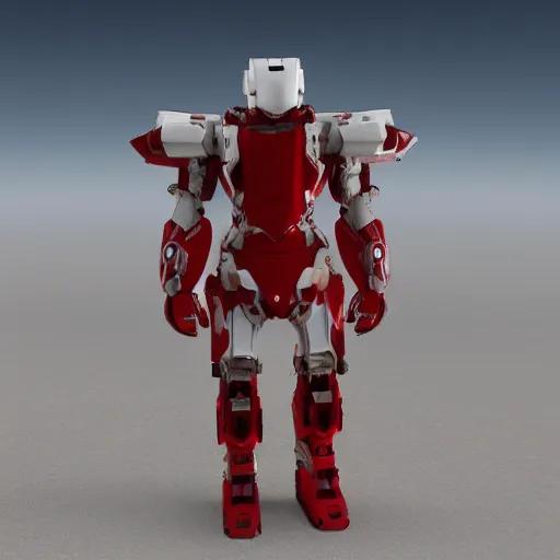 Image similar to futuristic red and white mech armor