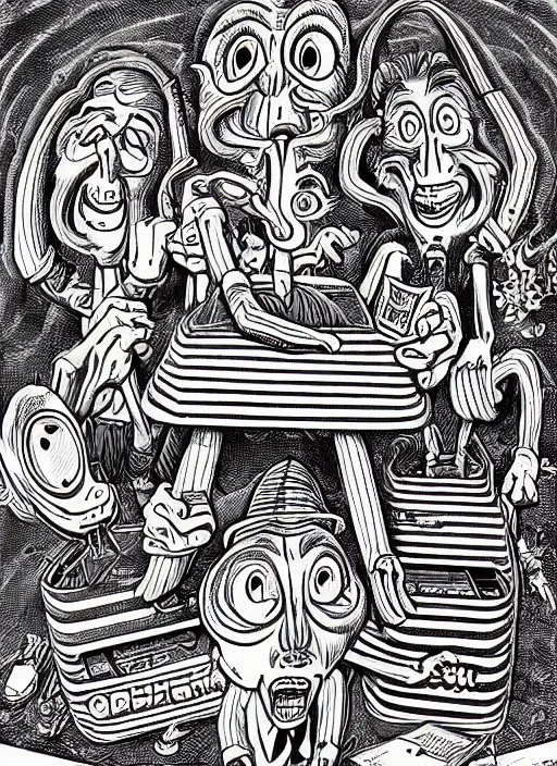 Image similar to dadcore occult wizards on vacation by basil wolverton by robert crumb in the style of a film still, play - doh, ultra realistic, concept art