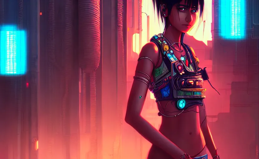 Image similar to cyberpunk india, anime, detailed art by wlop