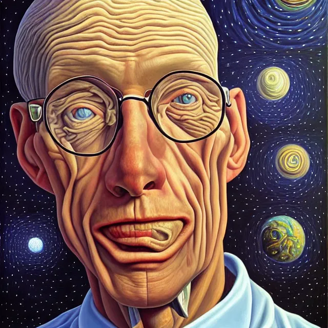 Prompt: an oil on canvas portrait painting of john carmack, surrealism, surrealist, cosmic horror, rob gonsalves, high detail