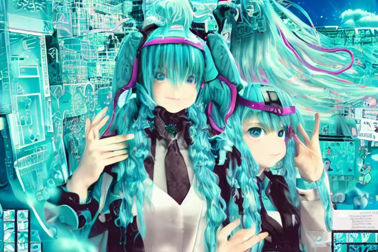 Prompt: fractal hatsune miku playing tetris, romance novel cover, cookbook photo, in 1 9 9 5, y 2 k cybercore, industrial photography, still from a ridley scott movie