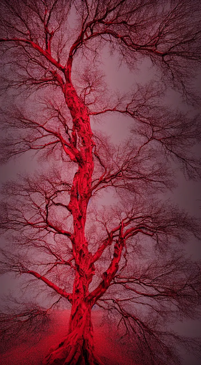 Prompt: a tree photographed with surrounding air currents, schlieren flow visualisation, photographic, highly detailed, schlieren, ir 660 nm, deep red, flow, flow visualization, 8k