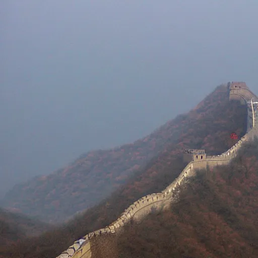 Prompt: great wall of china, under water, big waves