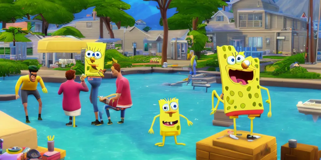 Prompt: SpongeBob in the sims 4, trending on artstation, hyper realism, 8k.