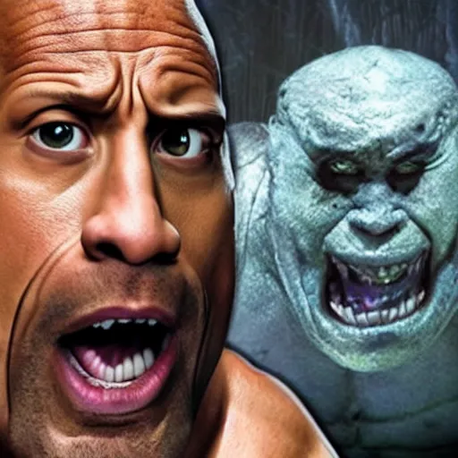 Prompt: dwayne johnson as the monster under the bed