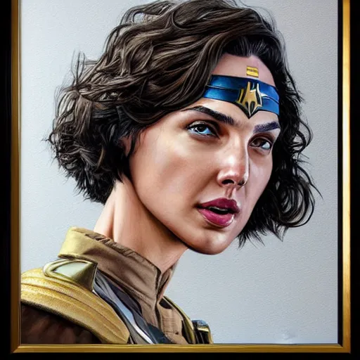 Image similar to a detailed and complex, highly detailed, concept art, depicting gal gadot in military uniform. painting by dmitri moor