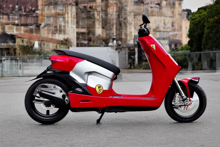 Prompt: a scooter designed and produced by ferrari