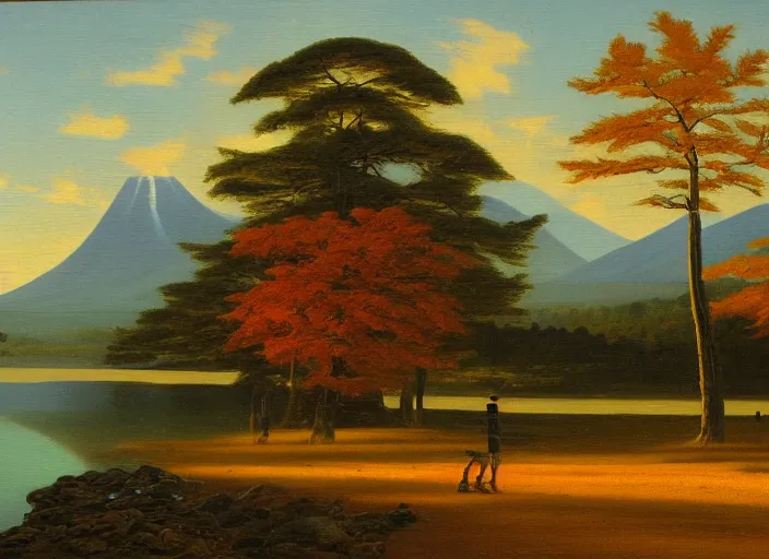 Prompt: hokkaido, japan in the style of hudson river school of art, oil on canvas