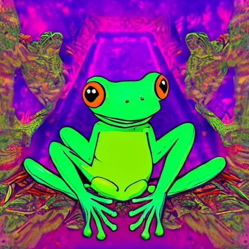 Prompt: psychedelic frog portal