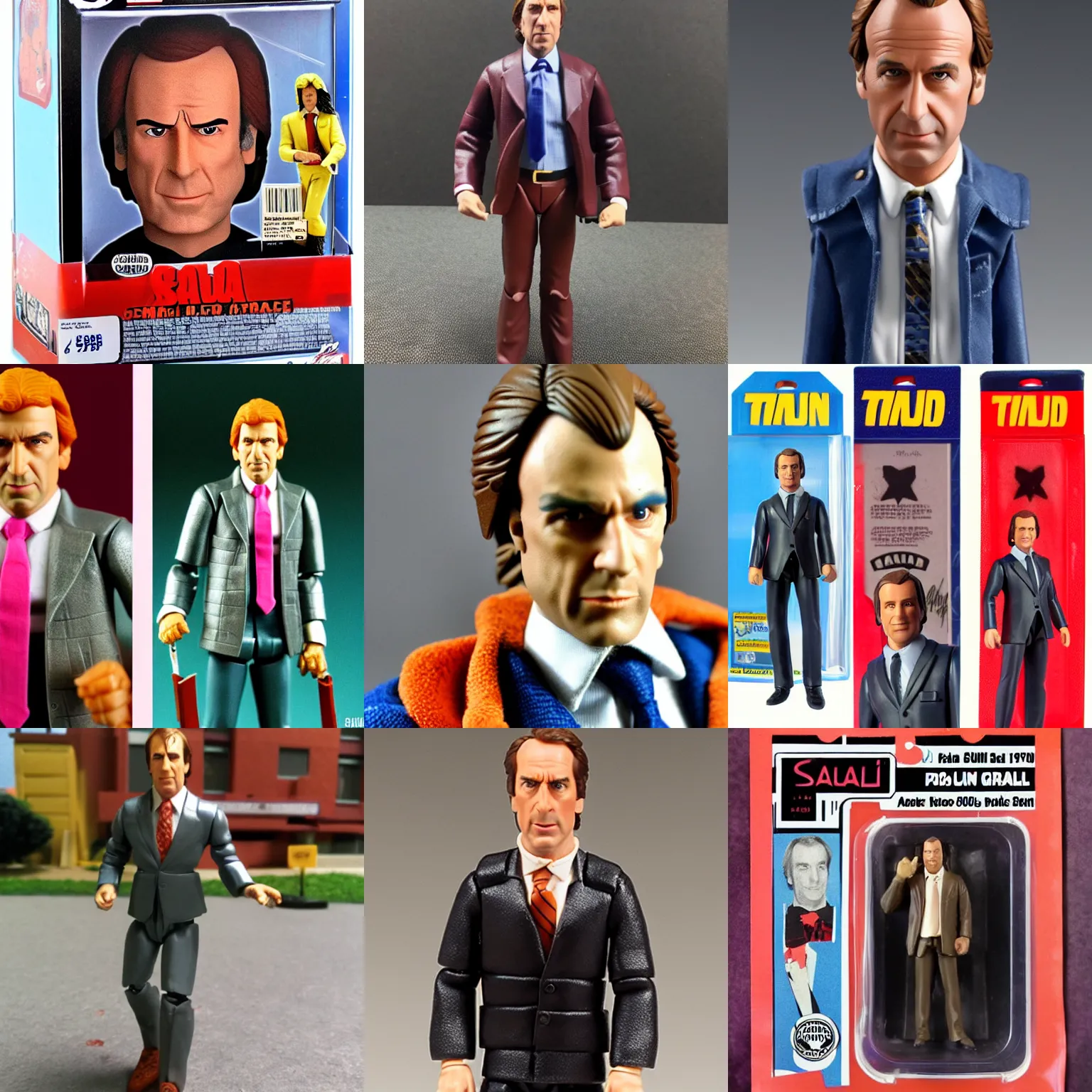 Prompt: Saul Goodman as a 1980s style action figure
