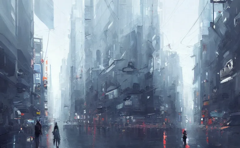 Image similar to A painting of Tokyo trending on artstation in the style of Greg Rutkowski