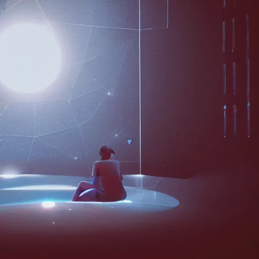 Image similar to liminal space by beeple, 3 d octane render, beautiful lighting, star, water