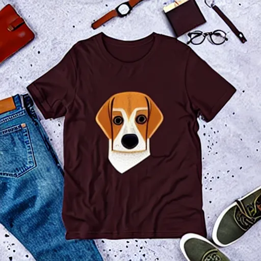 Image similar to a t - shirt design of a beagle who is a king wearing a crowd. street wear style.