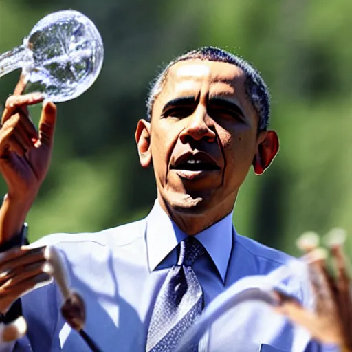 Image similar to Obama demonstrates how to properly hit a bong, highly detailed photo, 8k, award winning photograph