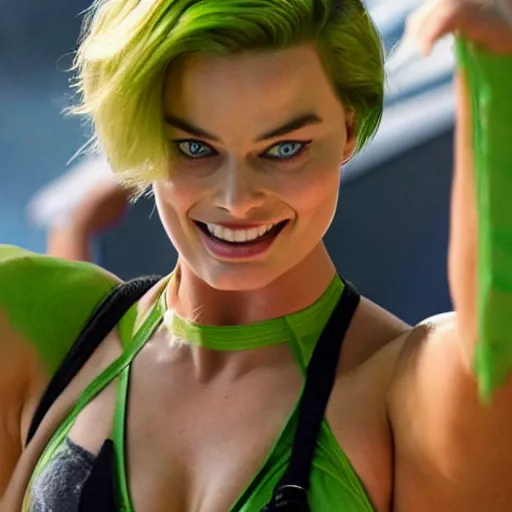 Image similar to margot robbie as she hulk